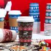 imageJOYIN 24 PCS Christmas Disposable Paper Cups 16 oz Merry Christmas Party Cups With Cup Sleeves and Lids 8 Designs Xmas Coffee Drinking Cups Beverages Tableware Holiday Supplies FavorsVintage
