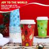imageJOYIN 24 PCS Christmas Disposable Paper Cups 16 oz Merry Christmas Party Cups With Cup Sleeves and Lids 8 Designs Xmas Coffee Drinking Cups Beverages Tableware Holiday Supplies FavorsLights