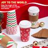 imageJOYIN 72 PCS Christmas Disposable Party Paper Cups 16 oz Merry Christmas Coffee Cups With Cup Sleeves and Lids 6 Designs Xmas Tea Drinking Cups Beverages Tableware Holiday Supplies FavorsSanta