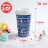 imageJOYIN 72 PCS Christmas Disposable Party Paper Cups 16 oz Merry Christmas Coffee Cups With Cup Sleeves and Lids 6 Designs Xmas Tea Drinking Cups Beverages Tableware Holiday Supplies FavorsVintage