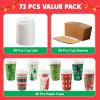 imageJOYIN 72 PCS Christmas Disposable Party Paper Cups 16 oz Merry Christmas Coffee Cups With Cup Sleeves and Lids 6 Designs Xmas Tea Drinking Cups Beverages Tableware Holiday Supplies FavorsBright