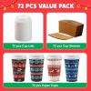 imageJOYIN 72 PCS Christmas Disposable Party Paper Cups 16 oz Merry Christmas Coffee Cups With Cup Sleeves and Lids 6 Designs Xmas Tea Drinking Cups Beverages Tableware Holiday Supplies FavorsVintage