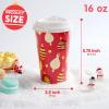 imageJOYIN 72 PCS Christmas Disposable Party Paper Cups 16 oz Merry Christmas Coffee Cups With Cup Sleeves and Lids 6 Designs Xmas Tea Drinking Cups Beverages Tableware Holiday Supplies FavorsLights