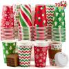 imageJOYIN 72 PCS Christmas Disposable Party Paper Cups 16 oz Merry Christmas Coffee Cups With Cup Sleeves and Lids 6 Designs Xmas Tea Drinking Cups Beverages Tableware Holiday Supplies FavorsSanta