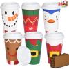 imageJOYIN 24 PCS Christmas Disposable Paper Cups 16 oz Merry Christmas Party Cups With Cup Sleeves and Lids 8 Designs Xmas Coffee Drinking Cups Beverages Tableware Holiday Supplies FavorsCute