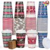imageJOYIN 72 PCS Christmas Disposable Party Paper Cups 16 oz Merry Christmas Coffee Cups With Cup Sleeves and Lids 6 Designs Xmas Tea Drinking Cups Beverages Tableware Holiday Supplies FavorsVintage