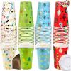 imageJOYIN 72 PCS Christmas Disposable Party Paper Cups 16 oz Merry Christmas Coffee Cups With Cup Sleeves and Lids 6 Designs Xmas Tea Drinking Cups Beverages Tableware Holiday Supplies FavorsLights