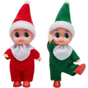 imageJOYIN 2 Pcs Christmas Elf Plush Doll Tiny Soft Plush Toy Doll for Christmas Decor Xmas Gift Xmas Clothing for Elf DollRed and Green