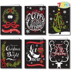 imageJOYIN 72 Piece Holiday Christmas Greeting Cards with 6 Artistic Greeting Designs ampamp Envelopes 625 x 46quot for Winter Christmas Season present Giving Xmas Gifts Cards Red Foil CollectionAvant Garde