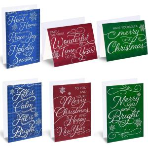 imageJOYIN 72 Piece Holiday Christmas Greeting Cards with 6 Artistic Greeting Designs ampamp Envelopes 625 x 46quot for Winter Christmas Season present Giving Xmas Gifts Cards Red Foil CollectionModern