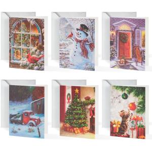 imageJOYIN 72 Piece Holiday Christmas Greeting Cards with 6 Artistic Greeting Designs ampamp Envelopes 625 x 46quot for Winter Christmas Season present Giving Xmas Gifts Cards Red Foil CollectionTraditional