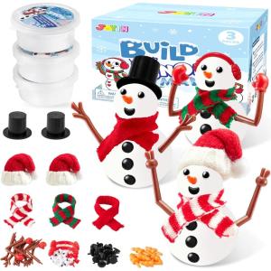 imageJOYIN Christmas Build Your Snowman Craft Kit 3 Pack DIY Snowman Christmas Craft Kit for Christmas Arts and Craft Activities Xmas Gift Stocking Stuffers for KidsParty Favor School Funny Toy