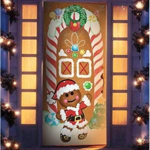 imageJoiedomi Christmas Ginger Bread House Window Door Cover Holiday House Decoration 72X30 Inches