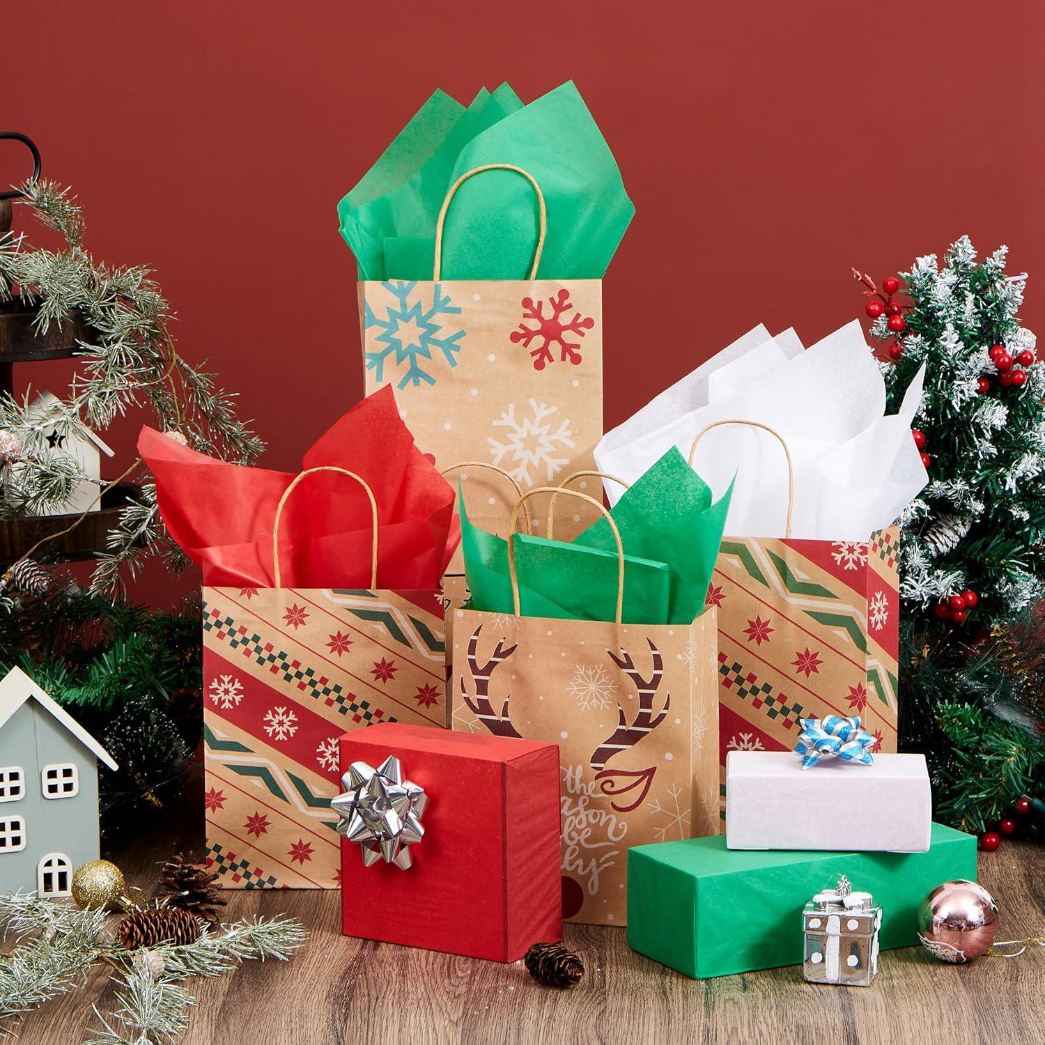 imageJOYIN 180 Sheets 20quot x 20quot Christmas Tissue Paper Assortment Red Green ampamp White 60 Sheets per Color Easy and Fast Gift Wrapping Accessory for Presents and Wine Bottles