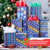 imageJOYIN 24 Christmas Kraft Gift Bags for Holiday Paper Gift Bags Christmas Goody Bags Xmas Gift Bags Classrooms and Party Favors 9 x 73 x 33Blue