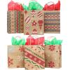 imageJOYIN 24 Christmas Kraft Gift Bags for Holiday Paper Gift Bags Christmas Goody Bags Xmas Gift Bags Classrooms and Party Favors 9 x 73 x 33Brown