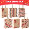 imageJOYIN 24 Christmas Kraft Gift Bags for Holiday Paper Gift Bags Christmas Goody Bags Xmas Gift Bags Classrooms and Party Favors 9 x 73 x 33Brown