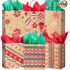 imageJOYIN 24 Christmas Kraft Gift Bags for Holiday Paper Gift Bags Christmas Goody Bags Xmas Gift Bags Classrooms and Party Favors 9 x 73 x 33Brown
