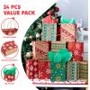 imageJOYIN 24 Christmas Kraft Gift Bags for Holiday Paper Gift Bags Christmas Goody Bags Xmas Gift Bags Classrooms and Party Favors 9 x 73 x 33Red Green