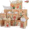 imageJOYIN 24 PCS Christmas Kraft Gift Bags with Assorted Christmas Prints for Kraft present Bags Classic Not Include Tissue Paper