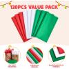 imageJOYIN 72 Sheets Christmas Tissue Paper Assortment Red Green ampamp White in 20quot x 20quot for Christmas Wrapping Tissue Paper Party Supply