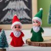 imageJOYIN Christmas 2PCS Tiny Elf Doll Christmas with 1 red and 1 Green elf DollHoliday Decoration Accessories Tiny Gift for Girls Boys Kids AdultsClassic