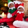 imageJOYIN Christmas 2PCS Tiny Elf Doll Christmas with 1 red and 1 Green elf DollHoliday Decoration Accessories Tiny Gift for Girls Boys Kids AdultsDark Skin