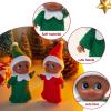 imageJOYIN Christmas 2PCS Tiny Elf Doll Christmas with 1 red and 1 Green elf DollHoliday Decoration Accessories Tiny Gift for Girls Boys Kids AdultsDark Skin
