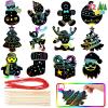 imageJOYIN 72 Pcs Christmas Scratch Art Ornaments Rainbow Color Scratch Paper Craft Kit Include Snowman Christmas Tree and Reindeer Scratch Off Hanging Ornament for Kids Party Favor