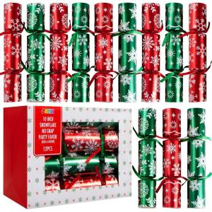 imageJOYIN 12 Pack Christmas Party Favor NonSnap Red ampamp White Snowflake Design Party Table Favors with Holiday Party Favor Supplies for Kids and Adults Christmas Parties Dinners and HolidaysRedGreen Snowflakes