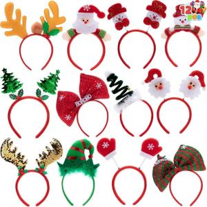 imageJOYIN 12 Packs Christmas Headbands with Assorted Design Christmas Headwear Holiday Headbands Accessories for Women Men Kids Christmas Parties Xmas Holiday Party Favors Photo Booth ONE SIZE FIT ALLSpecial