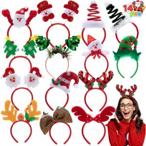 imageJOYIN 14 PCS Christmas Headbands with Different Designs Christmas Party Holiday Headbands for Kids Women Men Christmas and Holiday Parties Christmas Party Favors ONE Size FIT ALL