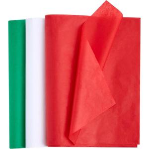 imageJOYIN 180 Sheets 20quot x 20quot Christmas Tissue Paper Assortment Red Green ampamp White 60 Sheets per Color Easy and Fast Gift Wrapping Accessory for Presents and Wine Bottles
