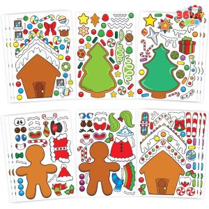 imageJOYIN 36 Pcs Christmas Makeaface Sticker Sheets Make Your Own Xmas Characters Mix and Match Sticker with Full Body Design Reindeer Snowman Elf for Kids Party Favor Art Craft Classroom ActivitiesCute Stickers