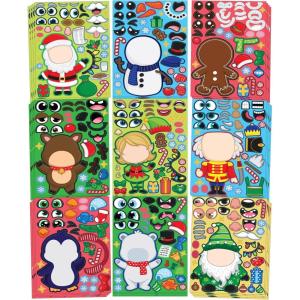 imageJOYIN 36 Pcs Christmas Makeaface Sticker Sheets Make Your Own Xmas Characters Sticker with Santa Santa Gnome Reindeer Snowman for Kids Party Favor Art Craft Supplies Classroom Activities GameKawaii Stickers