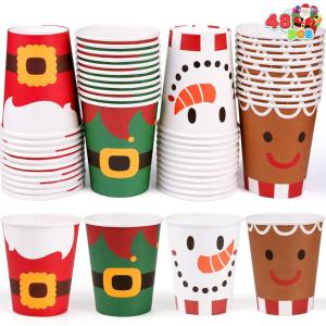 imageJOYIN 48 Christmas Party Cups 9 oz Disposable Paper Cup Design in Merry Christmas Nutcracker Christmas Elements and Holiday atmosphere Xmas Event Drinkware Holiday SuppliesBright