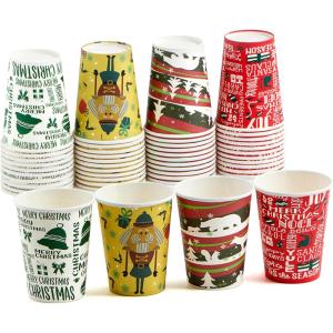 imageJOYIN 48 Christmas Party Cups 9 oz Disposable Paper Cup Design in Merry Christmas Nutcracker Christmas Elements and Holiday atmosphere Xmas Event Drinkware Holiday SuppliesVintage