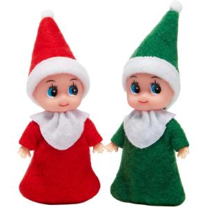 imageJOYIN Christmas 2PCS Tiny Elf Doll Christmas with 1 red and 1 Green elf DollHoliday Decoration Accessories Tiny Gift for Girls Boys Kids AdultsClassic