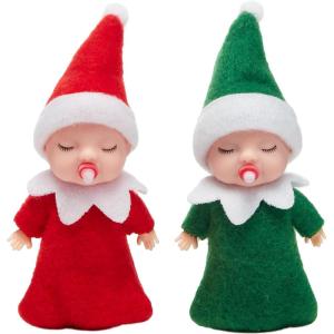 imageJOYIN Christmas 2PCS Tiny Elf Doll Christmas with 1 red and 1 Green elf DollHoliday Decoration Accessories Tiny Gift for Girls Boys Kids AdultsCute