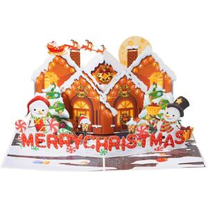 imageJOYIN Christmas Pop Up Cards with Envelopes 3D Gingerbread House Greeting Cards  Festive Night Scene Pop up Card for Family Members Christmas decor Warm Present Giving Thanksgiving and all occasionsTraditional