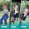 imageTURFEE Tree Swing for Kids Single Disk 6 Ft Outdoor Climbing Rope Carabiner ampamp 4 Ft Tree Strap Playground Accessories  MultiColored Disc Swing SeatRedBlue