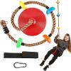 imageTURFEE Tree Swing for Kids Single Disk 6 Ft Outdoor Climbing Rope Carabiner ampamp 4 Ft Tree Strap Playground Accessories  MultiColored Disc Swing SeatRedRed