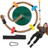 imageTURFEE Tree Swing for Kids Single Disk 6 Ft Outdoor Climbing Rope Carabiner ampamp 4 Ft Tree Strap Playground Accessories  MultiColored Disc Swing SeatRedGreen