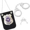 imageSpooktacular Creations Kids Police Pretend Play Toy Set Costume Accessories with Swat Badge Handcuff and Keys for Detective Dress Up Roleplay Stocking Birthday Party Favor SuppliesSilver