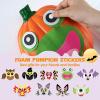 imageJOYIN 18 Packs Halloween Pumpkin Decorating Stickers Craft Kit Halloween Party Supplies Arts Activities Kids Party Favors Jack O Lantern Foam Face Sticker in 9 Characters Designs for Party Games