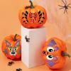 imageJOYIN 18 Packs Halloween Pumpkin Decorating Stickers Craft Kit Halloween Party Supplies Arts Activities Kids Party Favors Jack O Lantern Foam Face Sticker in 9 Characters Designs for Party Games
