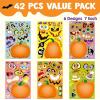 imageJOYIN 42 Pcs Halloween Pumpkin Face Stickers Kids Craft Party Supplies Halloween Party Favor Pumpkin Decorating Sticker Sheets with 6 Different Design Classroom Activities Game Goodies Treat Gifts