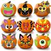 imageJOYIN 18 Packs Halloween Pumpkin Decorating Stickers Craft Kit Halloween Party Supplies Arts Activities Kids Party Favors Jack O Lantern Foam Face Sticker in 9 Characters Designs for Party Games