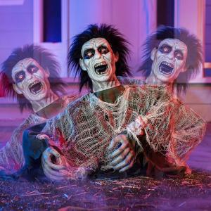 imageJOYIN Halloween Outdoor Decoration Zombie Groundbreaker Animatronics Zombie Props Halloween Outside Decor Animated Groundbreaker with Sound ampamp Glowing Eyes for Graveyard Lawn Yard Haunted House Decor