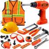 imageJOYIN 19Pcs Kids Tool Set Pretend Play Toddler Tool Toys with Construction Worker Hat Costume ampamp Electronic Toy Drill for Boy Girl Halloween Christmas Birthday Gift Dress Up Party